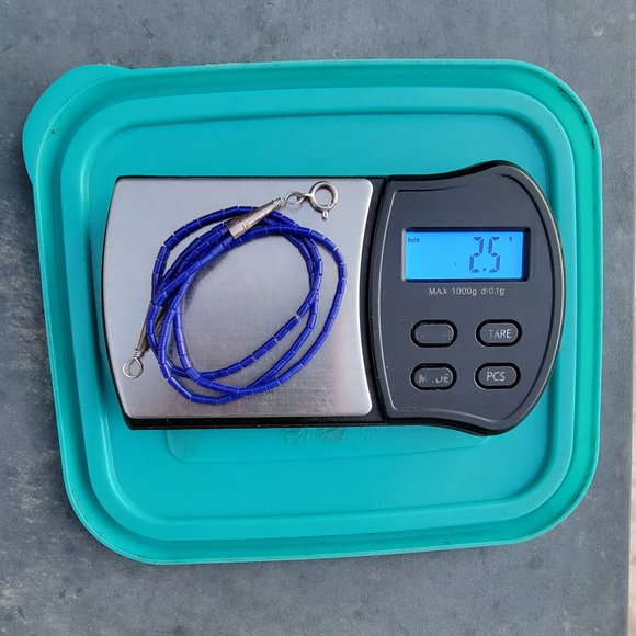 Native American handmade hand strung stabilized lapis lazuli three strand sterli - Picture 11 of 16